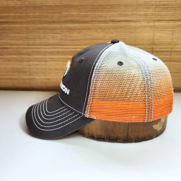 Medallion Truckers Hat Cap Snapback Cap America Brown Orange Mesh Back - Picture 7 of 9